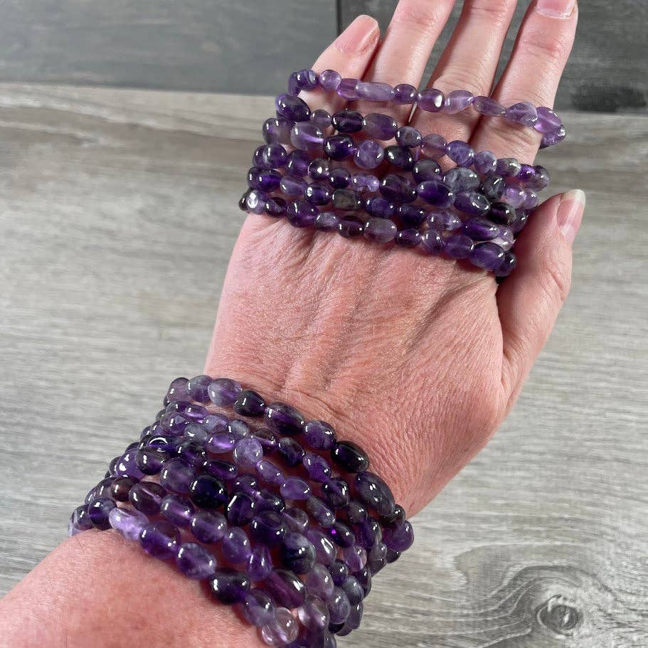 Healing Crystal Bracelets featuring natural nugget gemstones for boho spiritual layering