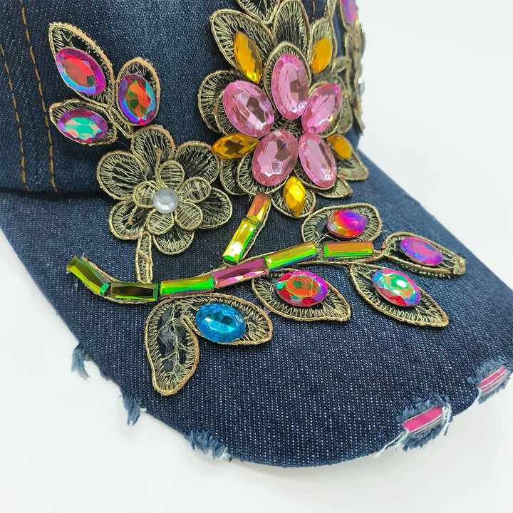 Denim Rhinestone Baseball Cap