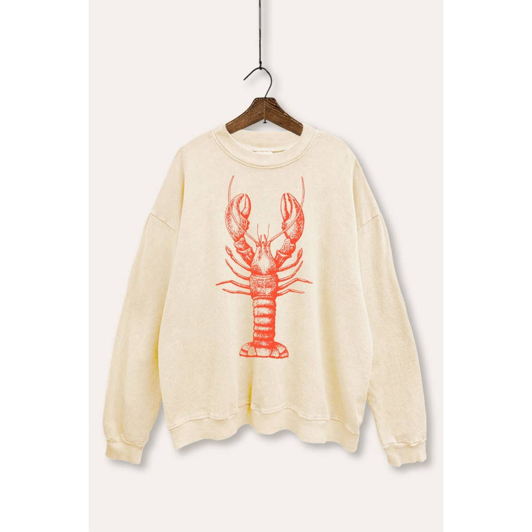 Fresh Lobster Coastal Graphic Mineral Wash Sweatshirt