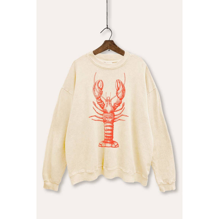 Fresh Lobster Coastal Graphic Mineral Wash Sweatshirt