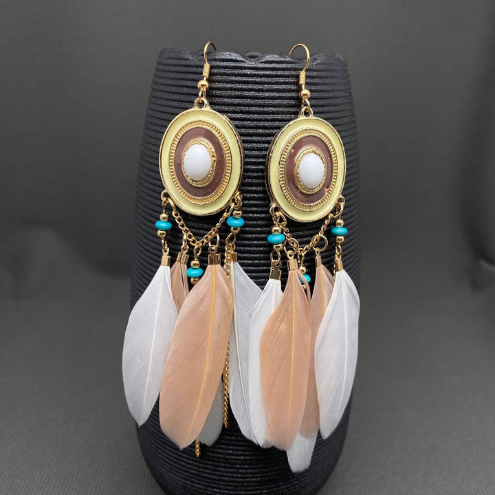 Multi-style White Feather Fringe Dangle Earrings