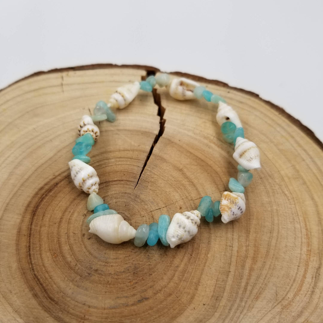 Natural Stone Shell Ocean Bracelet handcrafted with earthy coastal charm and boho style