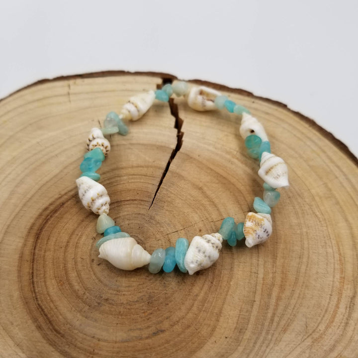 Natural Stone Shell Ocean Bracelet handcrafted with earthy coastal charm and boho style