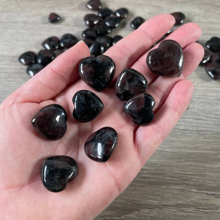 Garnet in Astrophyllite Heart – Small Crystal Hearts