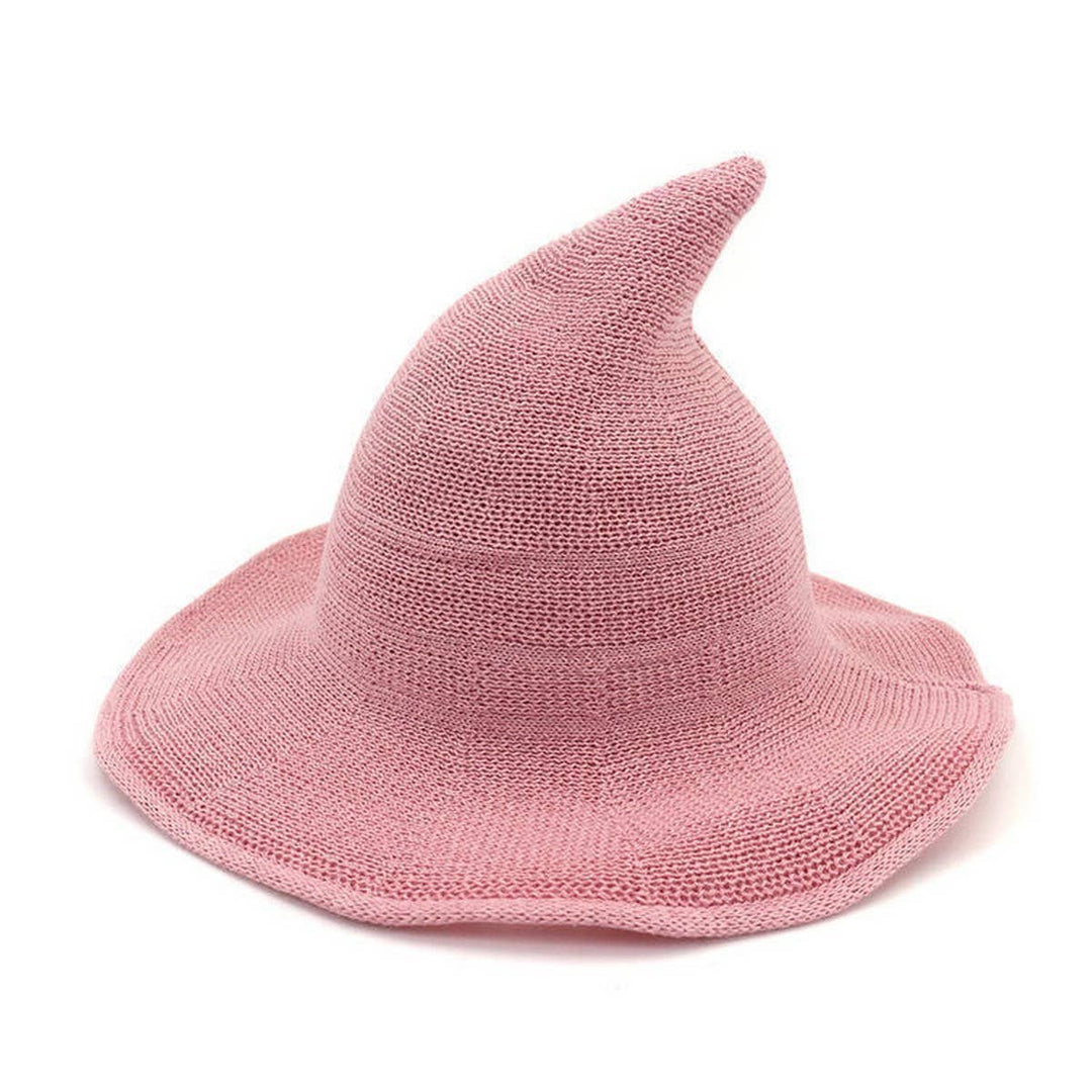 Foldable Knit Witch Hat in cozy boho style perfect for coastal autumn festivals