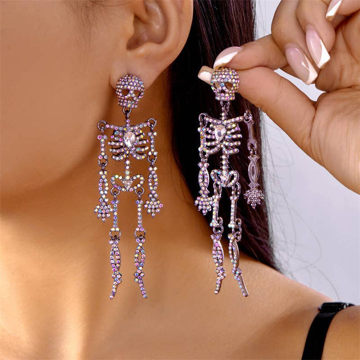 Sparkly Halloween Skeleton Earrings