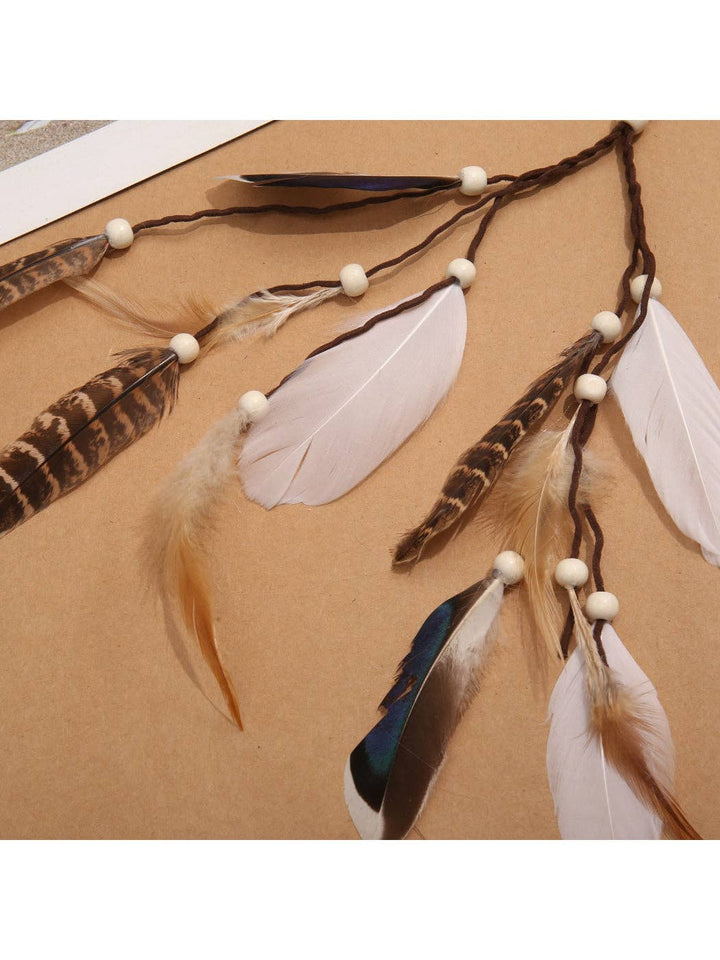 Boho Shell Feather Tassel Hair Headpiece for coastal brides and festival dreamers