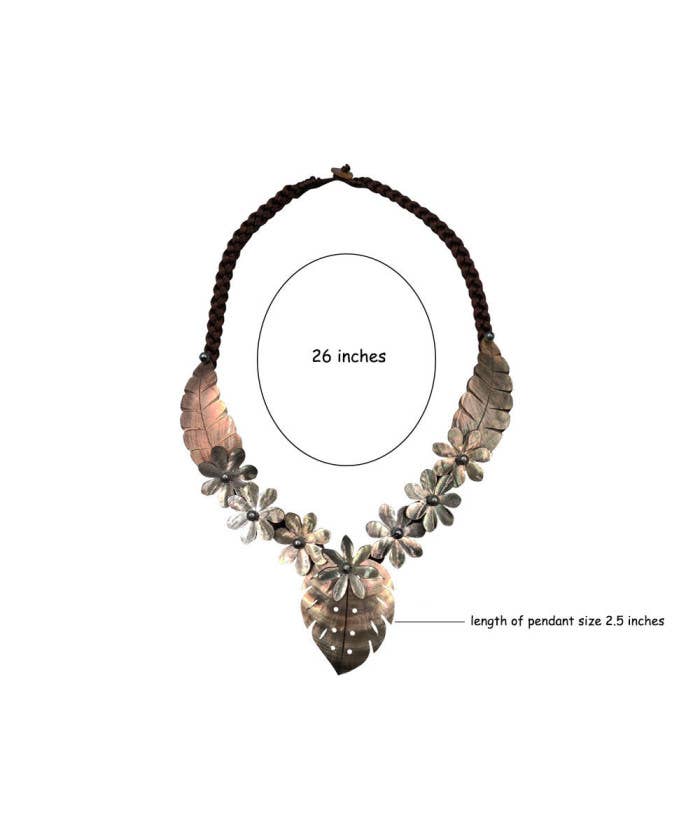 Mother of Pearl Tiare &amp; Monstera Necklace