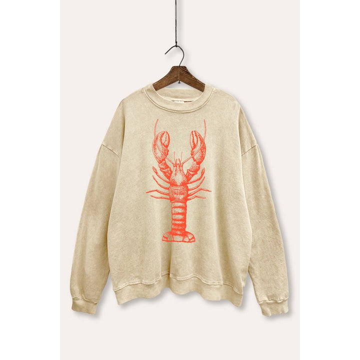Fresh Lobster Coastal Graphic Mineral Wash Sweatshirt