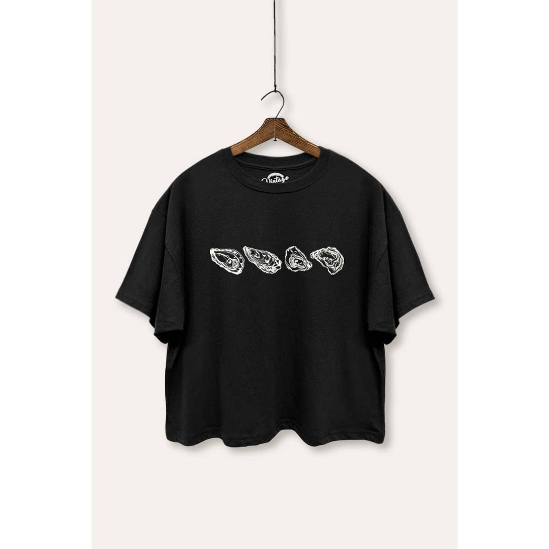 Oyster Coastal Graphic Boxy Crop Top