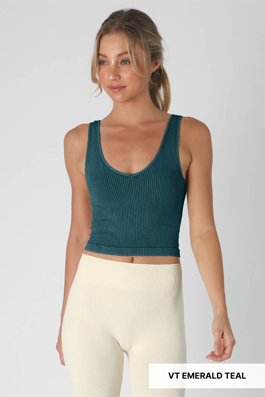 Vintage V-Neck Crop Top - One Size