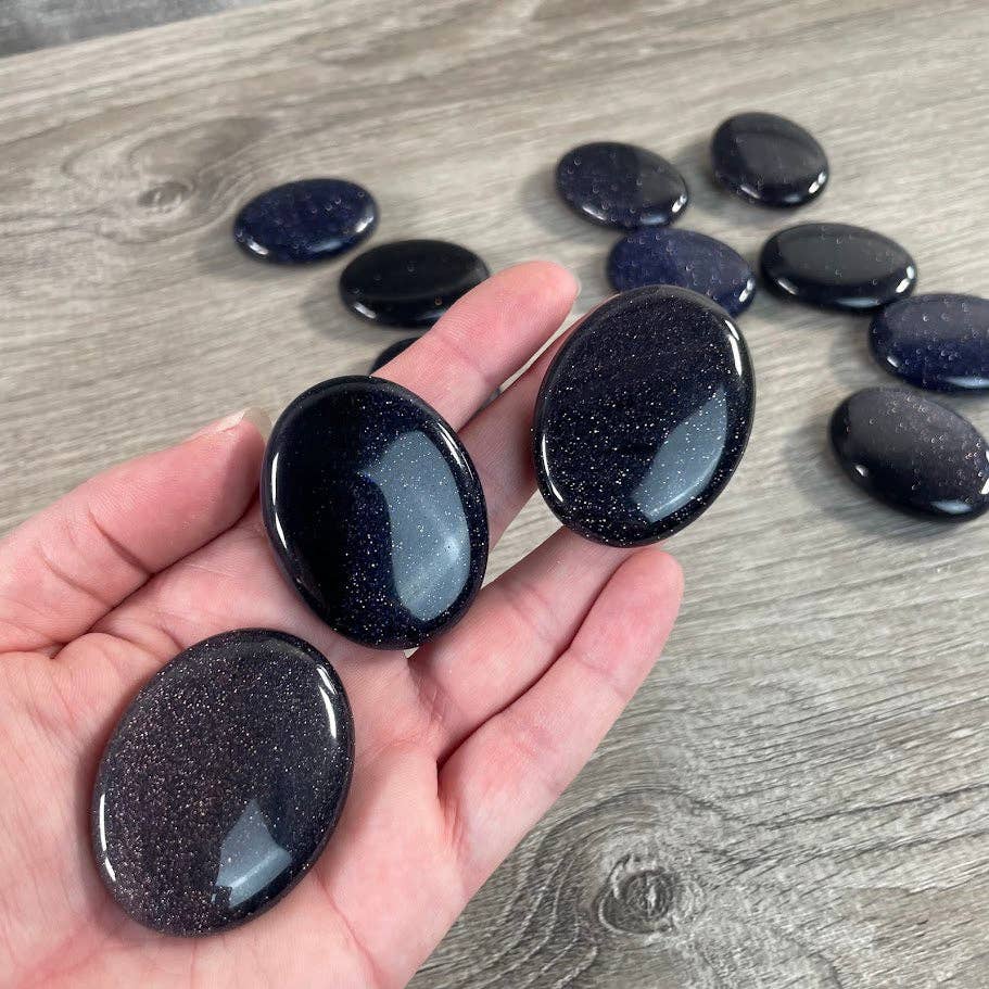 Smooth gemstone palm stones 45mm for grounding meditation and coastal healing energy