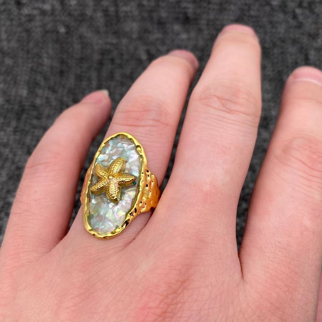 Shattered Shell 18K Gold Plated S.Steel Starfish Ring