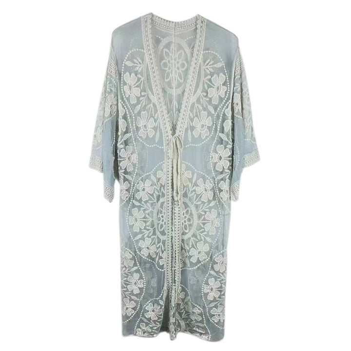 Floral Lace Kimono with Front Tie for breezy coastal boho summer style
