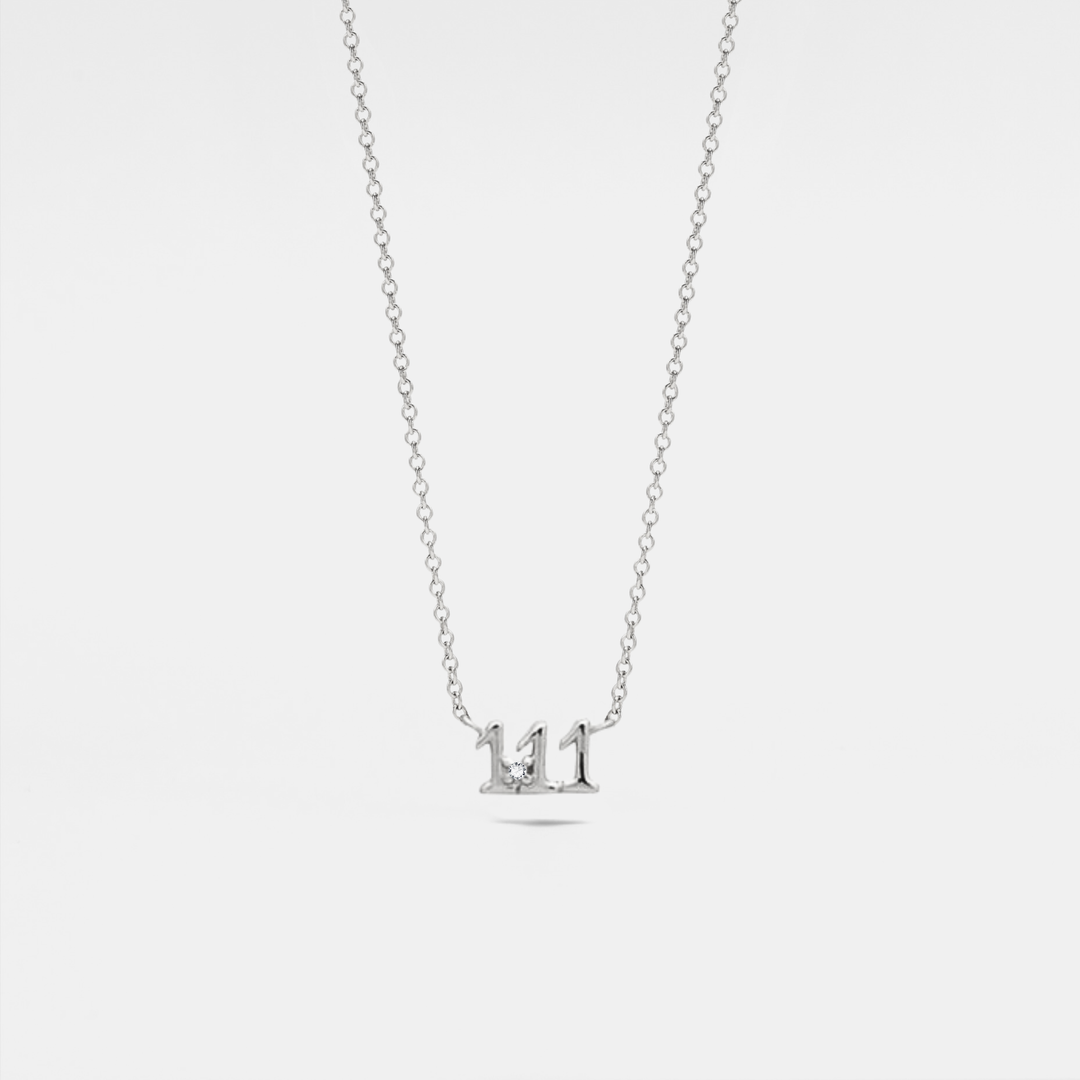 Dainty Angel Number Charm Necklace in gold plated sterling silver for spiritual style