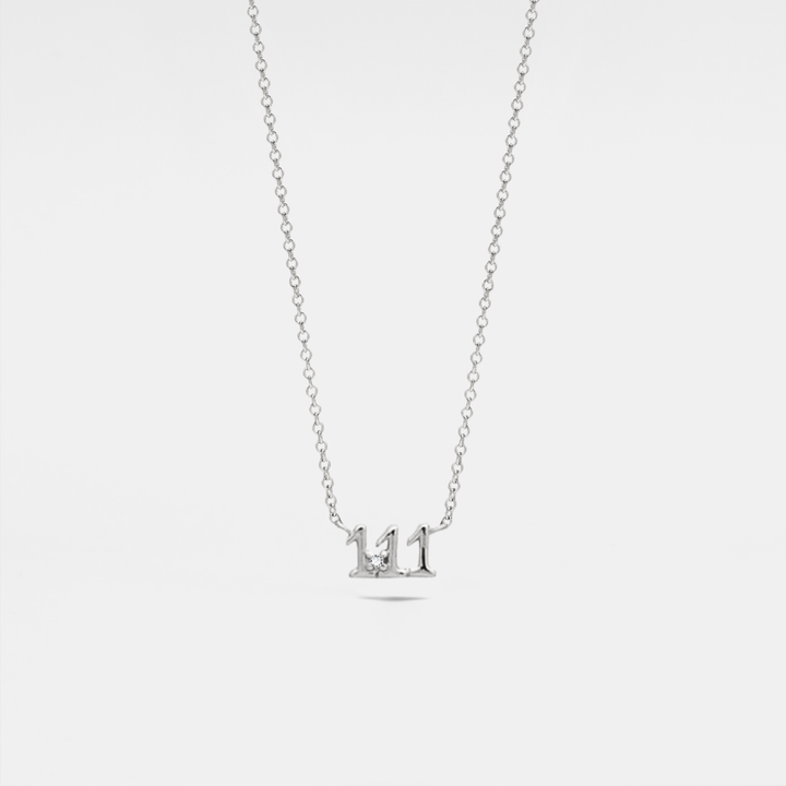 Dainty Angel Number Charm Necklace in gold plated sterling silver for spiritual style