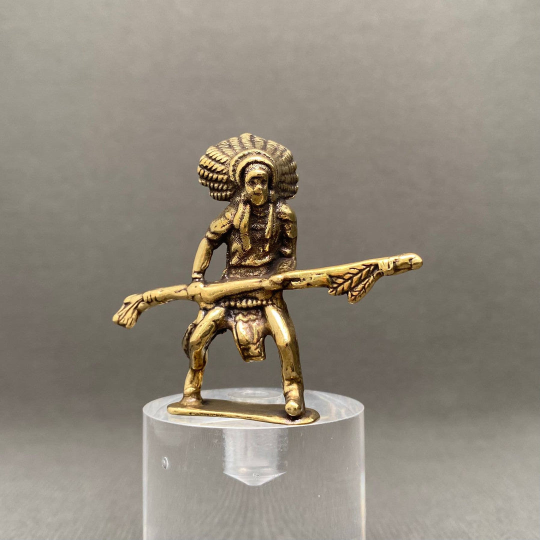 Brass Indian Warriors Desktop Ornament for protection and sacred altar decor