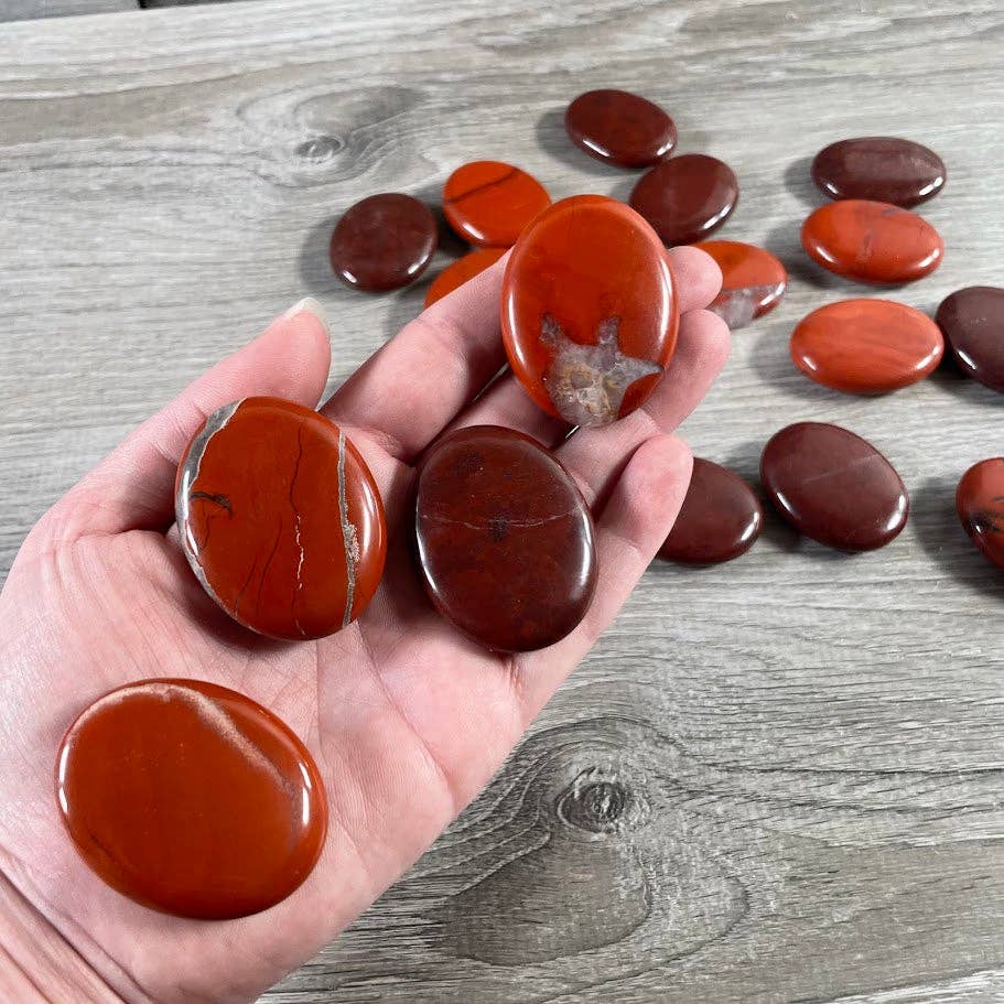 Gemstone Palm Stones 45mm smooth healing crystals for grounding meditation and coastal wellness