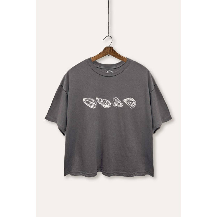 Oyster Coastal Graphic Boxy Crop Top