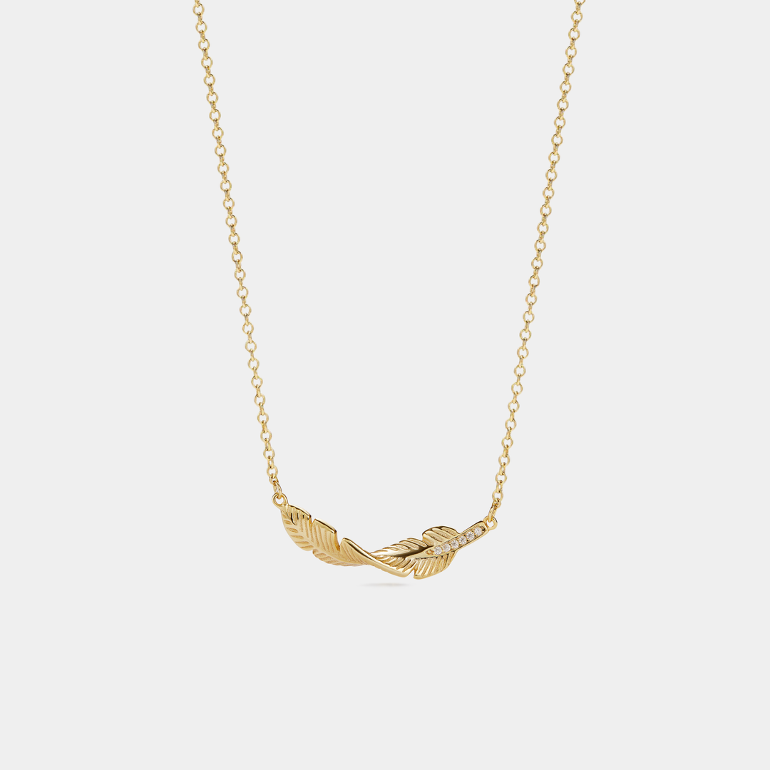 Feather Pendant Necklace in 925 Sterling Silver