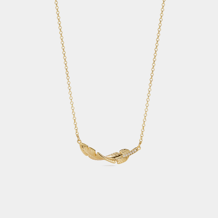 Feather Pendant Necklace in 925 Sterling Silver