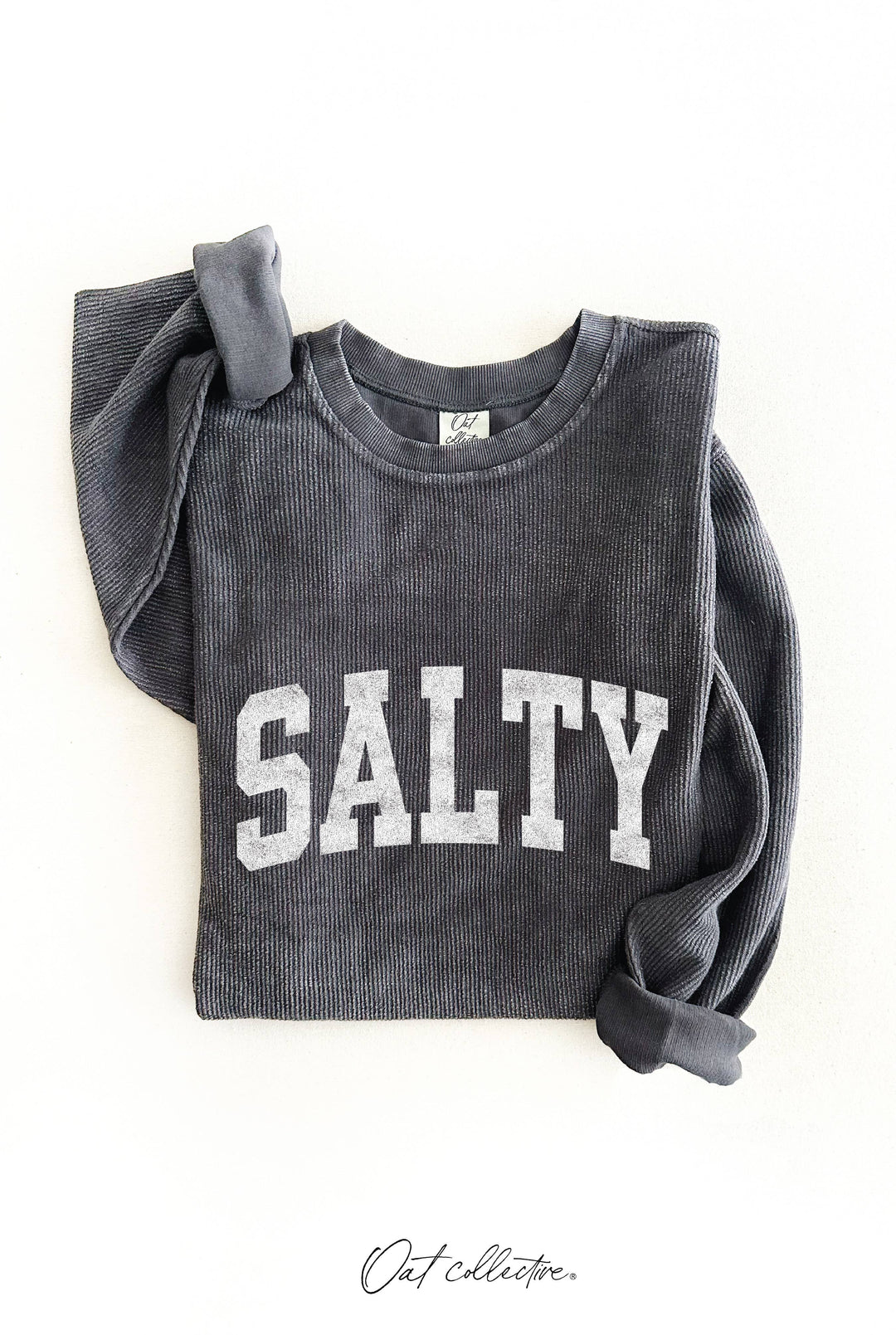SALTY Thermal Vintage Pullover oversized mineral wash coastal boho sweatshirt for beach days