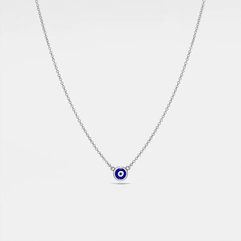 Evil Eye Nazar Charm Necklace in 925 sterling silver for coastal protection and style