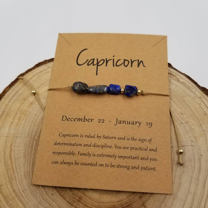 Natural stone handwoven constellation bracelet for Taurus with meaningful zodiac gift card