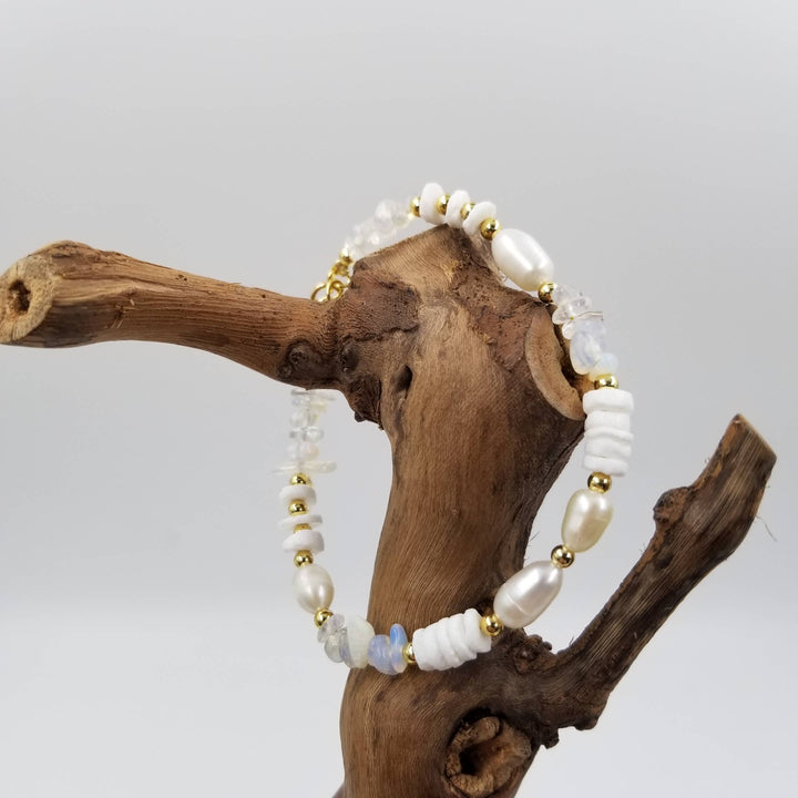 Natural Stone Freshwater Pearl Shell Bracelet
