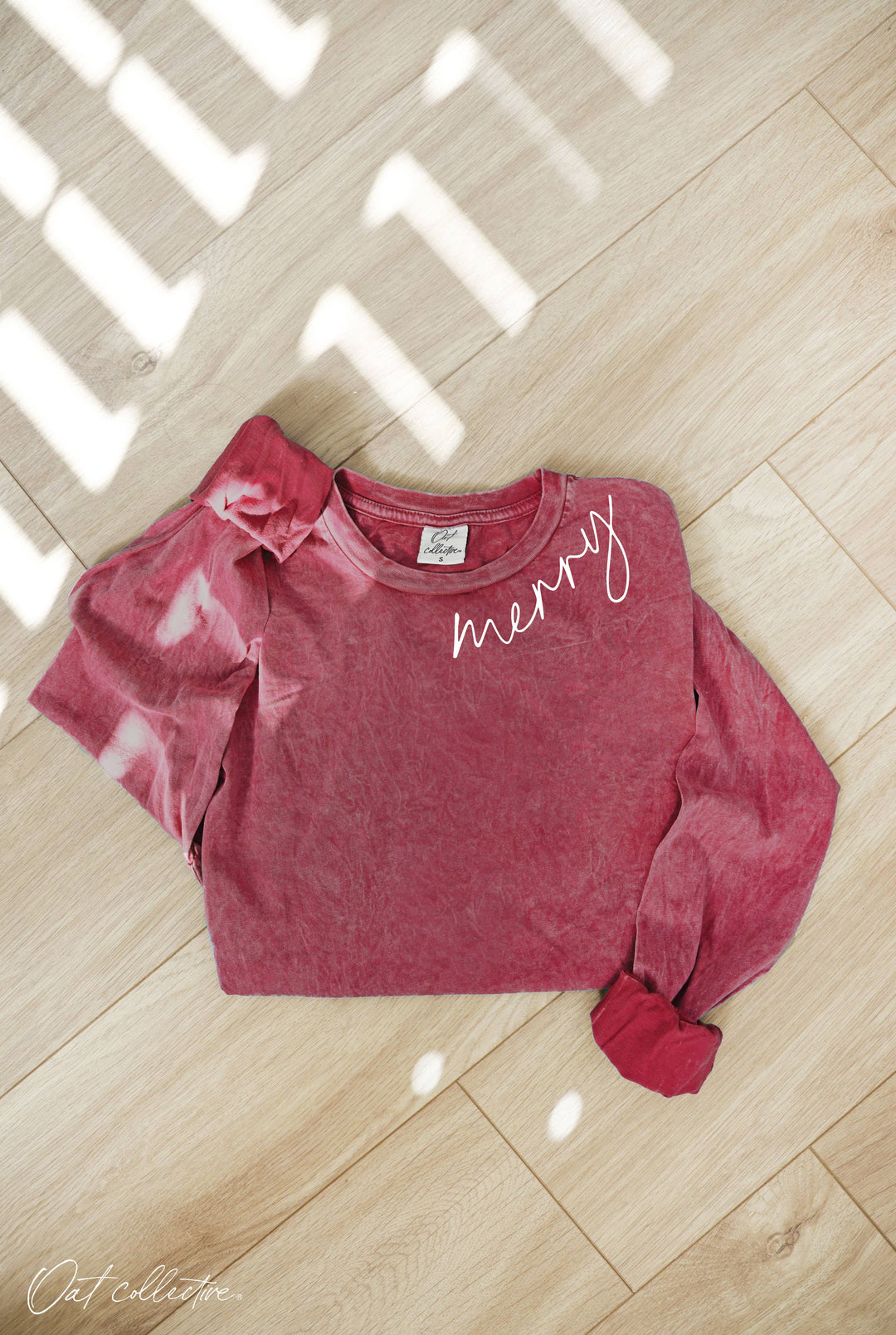 MERRY Mineral Washed Long Sleeve Graphic tee in relaxed boho coastal style