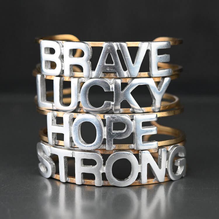Mixed Metal Brass Cuff Hope bracelet handmade boho coastal spiritual intention jewelry