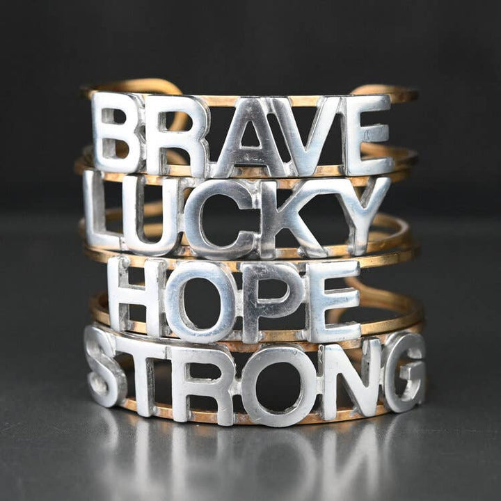 Mixed Metal Brass Cuff Hope bracelet handmade boho coastal spiritual intention jewelry