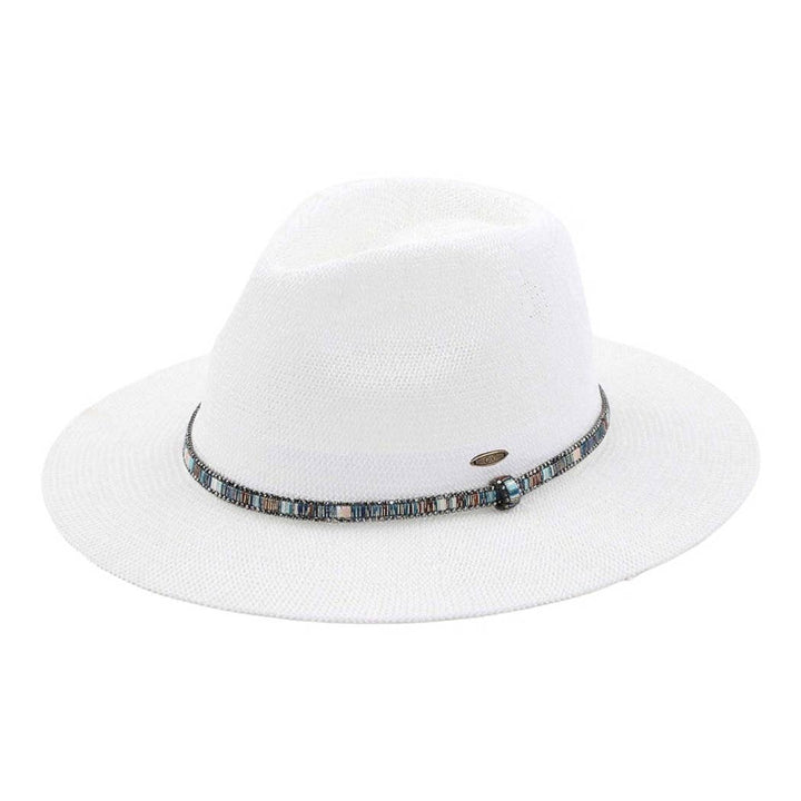 Multi-Colored Thread with Beaded Panama Hat: Sage