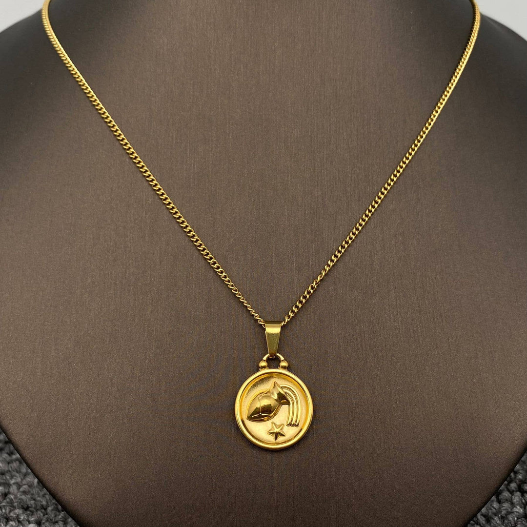 Coin Zodiac 18K Gold Plated SS Necklace