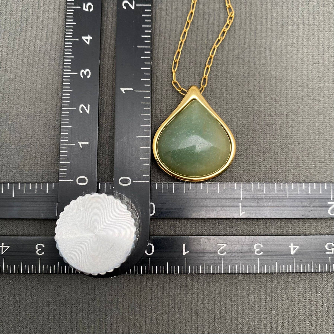 Green Jade Inlaid 18K Gold Plated Necklace