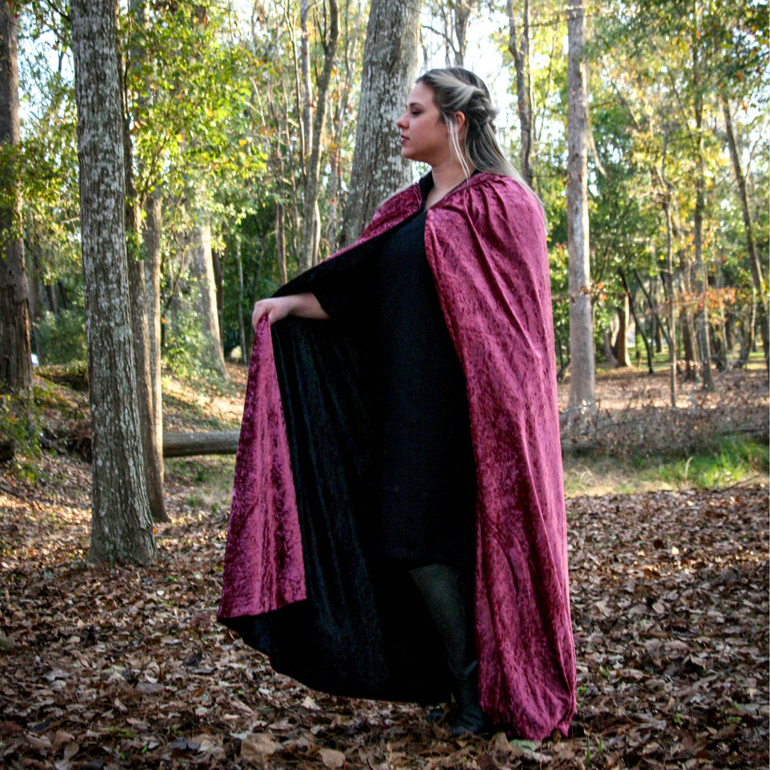 Reversible Hooded Cloak - 56" Long | Double-Sided Cape