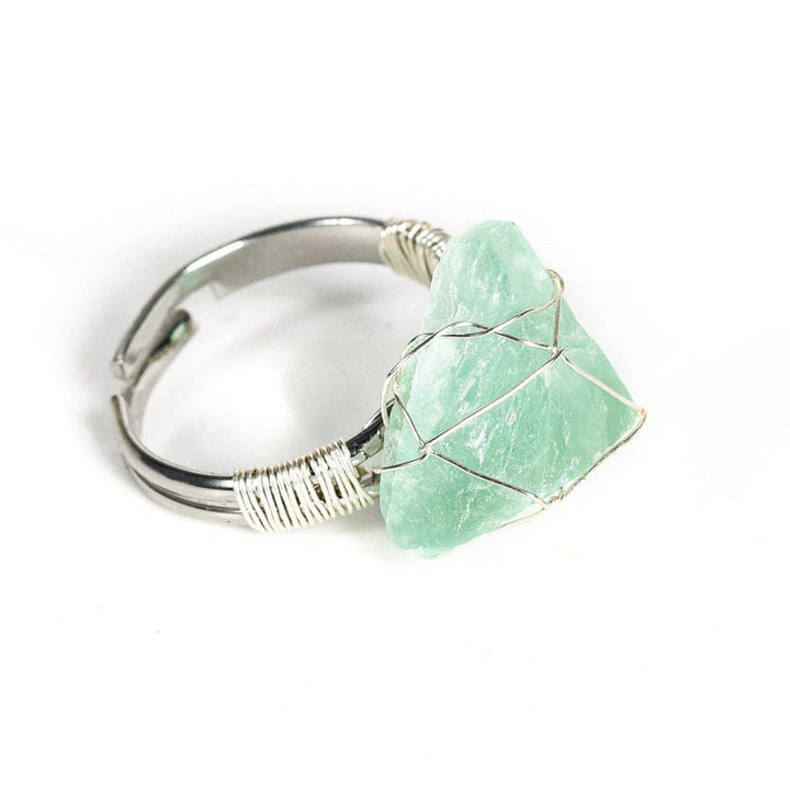 Natural Rough Healing Crystal Copper Wire Ring