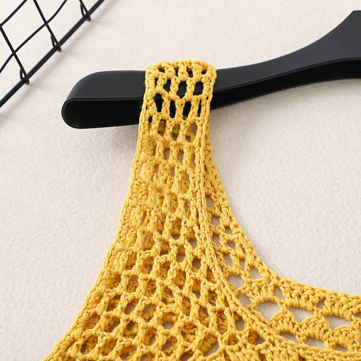 Boho Crochet Knit Fringe Tank Top Cover Up