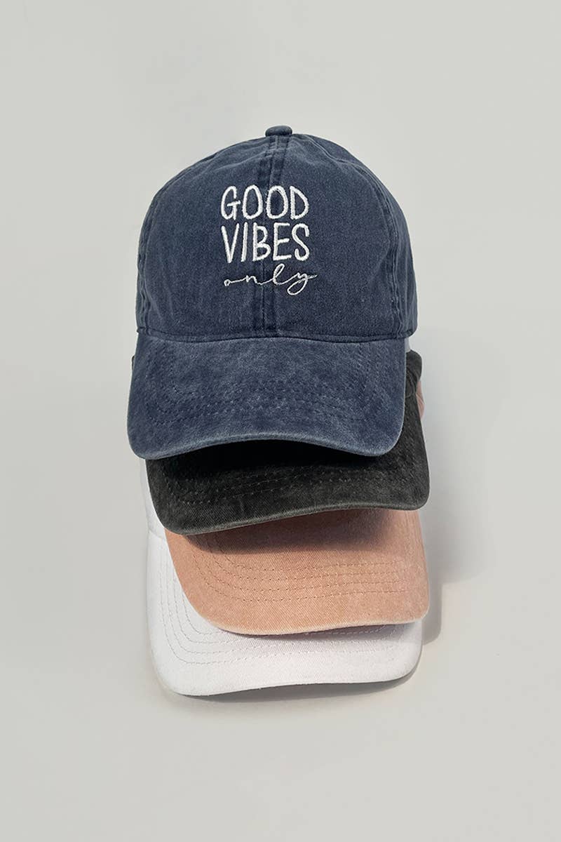 Good Vibes Only Baseball Cap embroidered cotton boho hat coastal hippie style