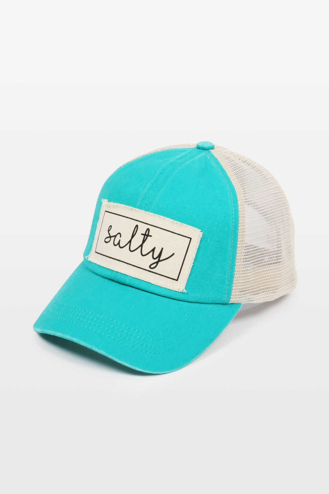 Salty Canvas Patch Mesh Back Baseball Cap for coastal boho beach lovers