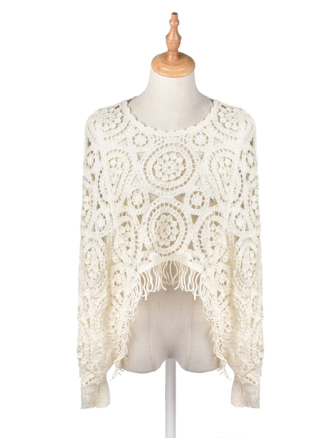 Vintage Hollow Knit Batwing Sweater in open boho coastal layering style
