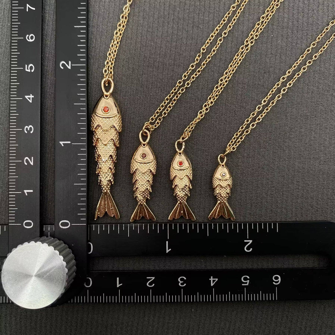 Swinging Tail Fish Charm Gold-plated Necklace