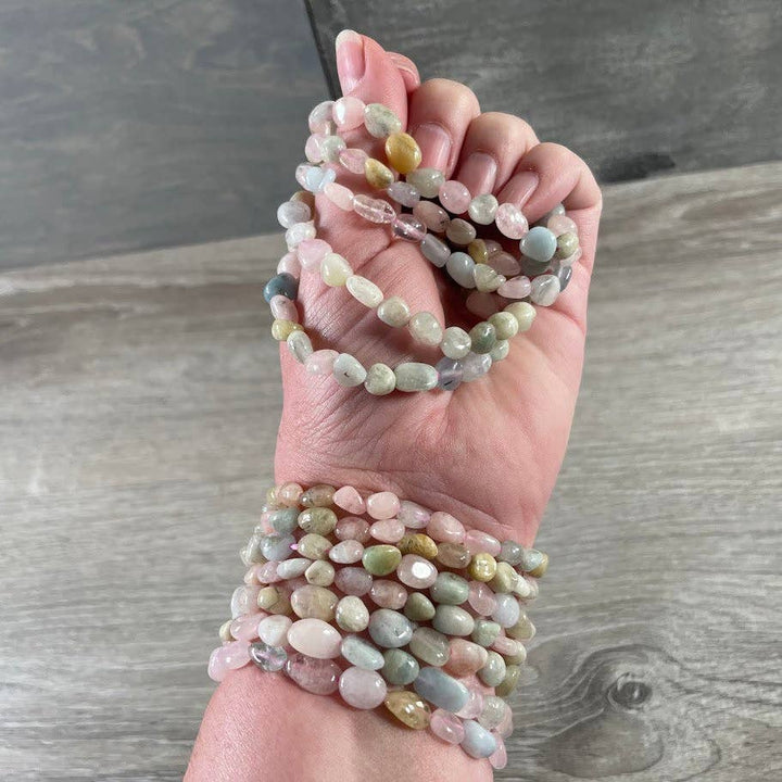 Healing Crystal Bracelets with natural nugget gemstones for boho spiritual layering