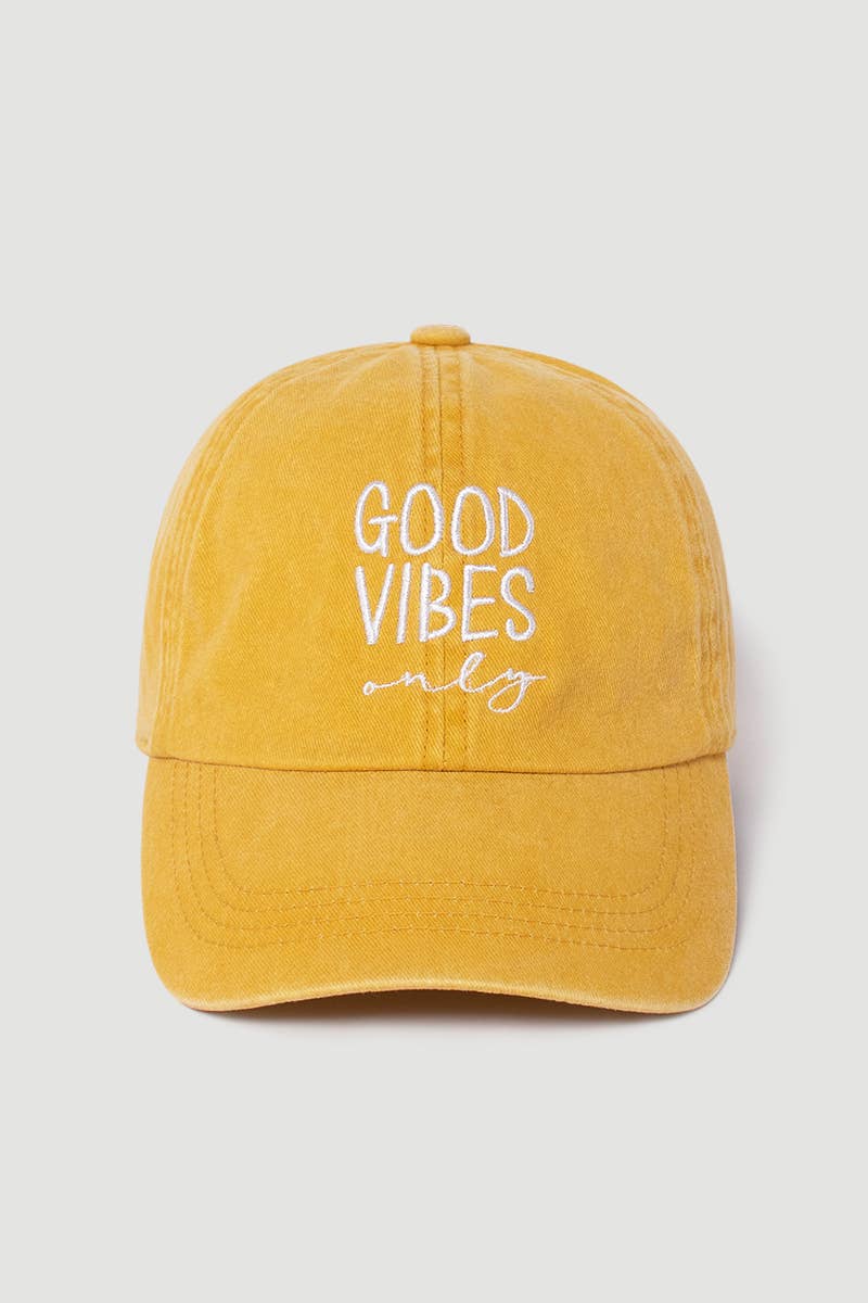 Good Vibes Only Baseball Cap with embroidered coastal boho style for everyday wear