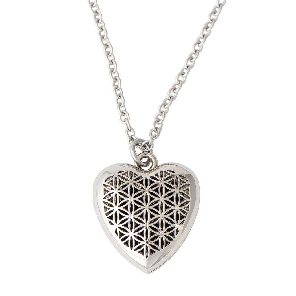 Heart of Chrome Aromatherapy Diffuser Necklace with 12 colorful scent pads