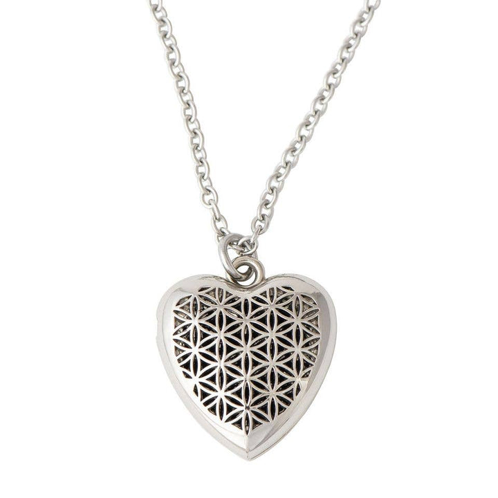 Heart of Chrome Aromatherapy Diffuser Necklace with 12 colorful scent pads