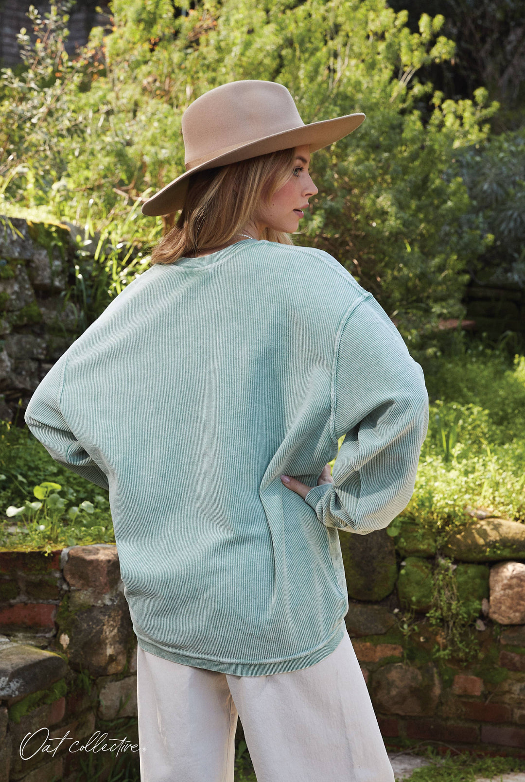SALTY Thermal Vintage Pullover oversized mineral wash coastal boho sweatshirt for beach days