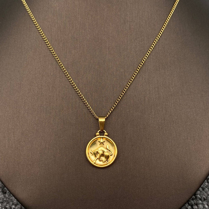 Coin Zodiac 18K Gold Plated SS Necklace