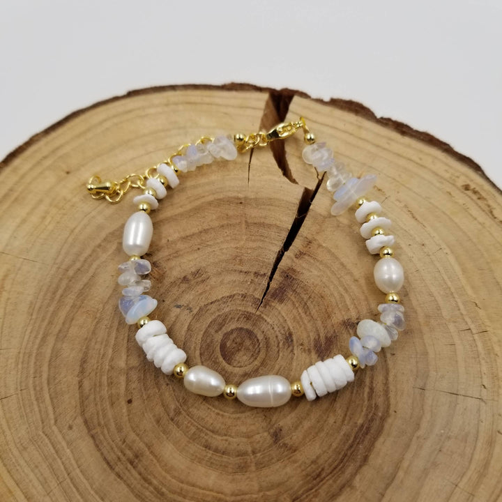 Natural Stone Freshwater Pearl Shell Bracelet