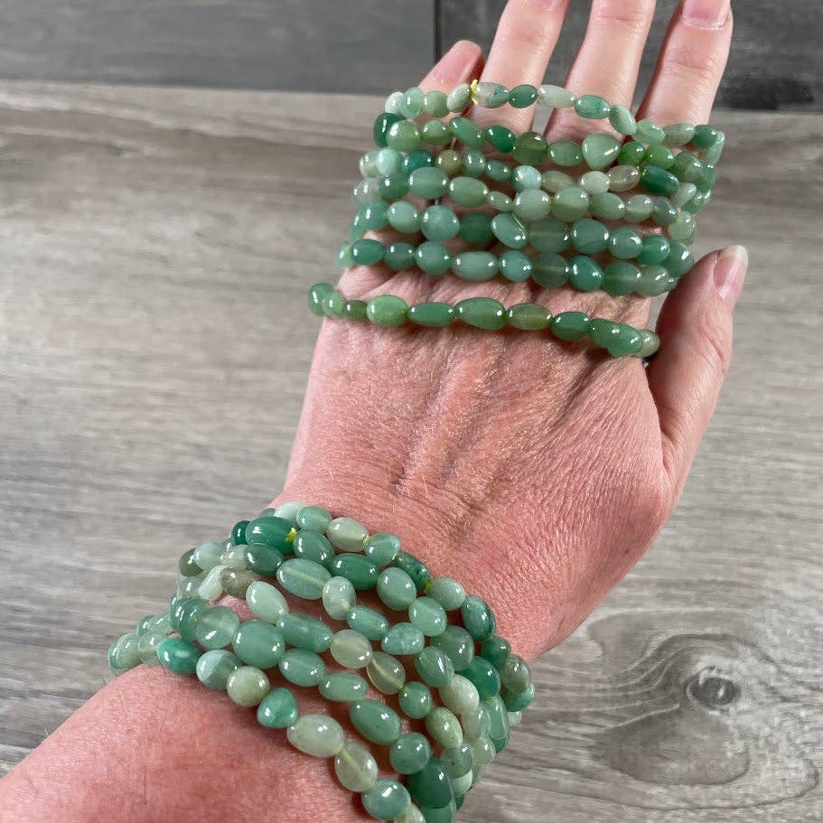 Healing crystal bracelets with natural nugget gemstones for bohemian spiritual layering